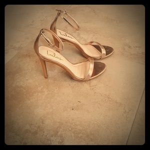 Lulus rose gold ankle strap heels